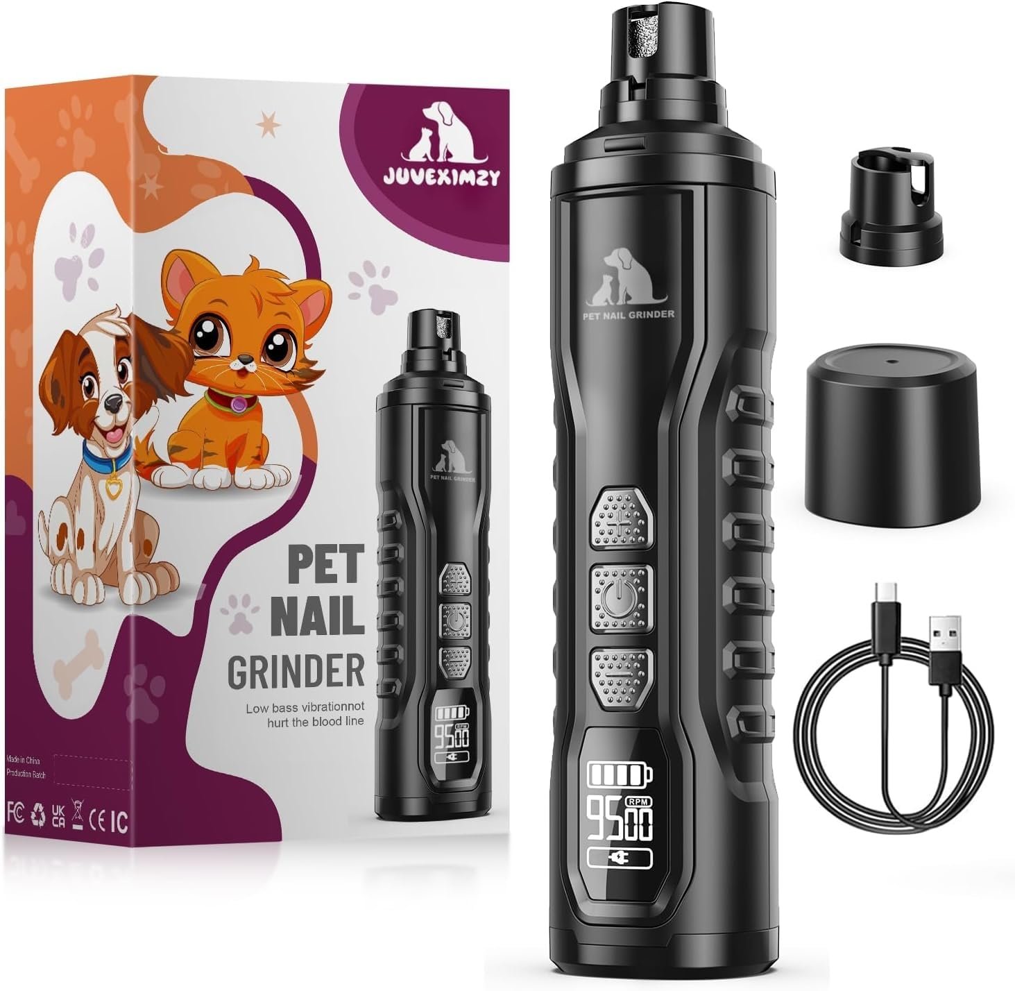 Upgraded Silent Dog Nail Grinder, Cordless Grooming Pro Nail Grinder with 3 Adjustable Speeds & Led Light, Painless Paws Grooming for Small Medium Large Dogs & Cats (2